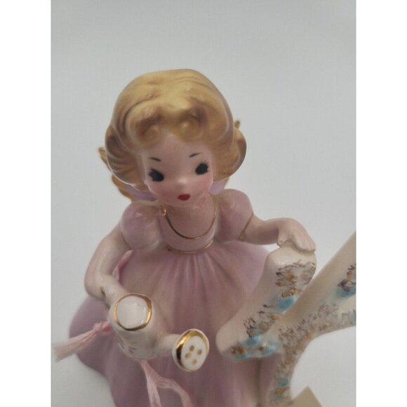 Josef Originals 4th Birthday Girl Angel Figurine Tag And Stickers Watering Can - Picture 7 of 16